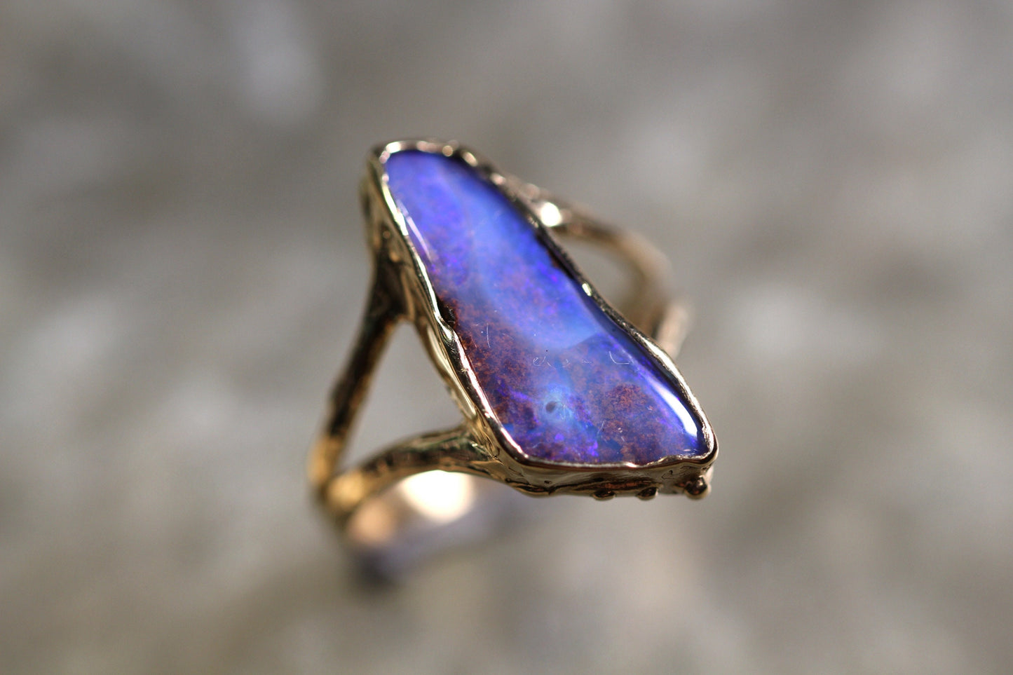 Boulder Opal and Solid 9ct Yellow Gold Ring