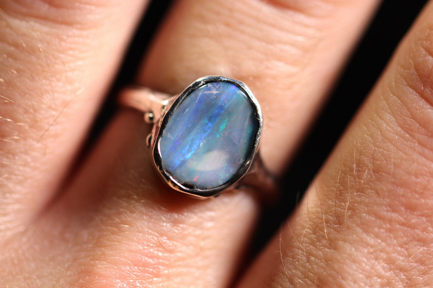 Boulder Opal and Sterling Silver Ring