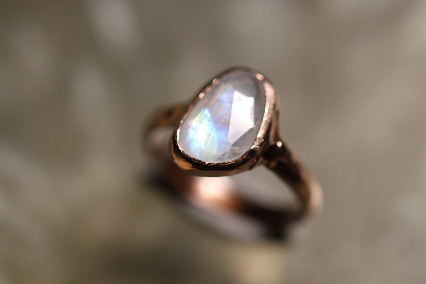 Moonstone and 9ct Rose Gold ring