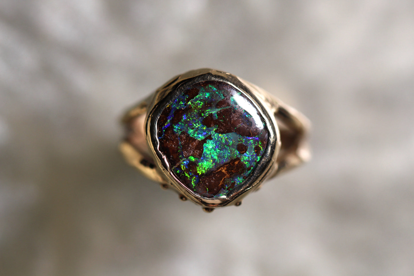 Boulder Opal and Solid 9ct Yellow Gold Ring