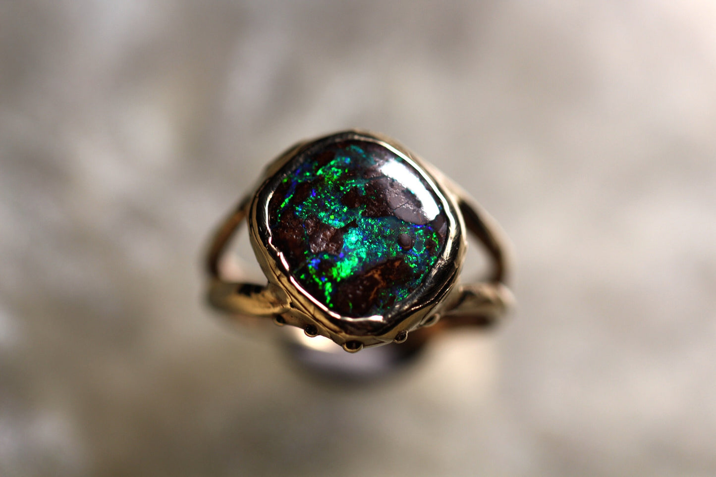 Boulder Opal and Solid 9ct Yellow Gold Ring