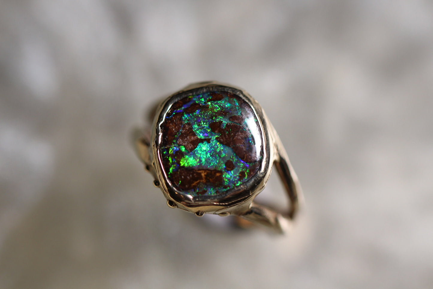 Boulder Opal and Solid 9ct Yellow Gold Ring