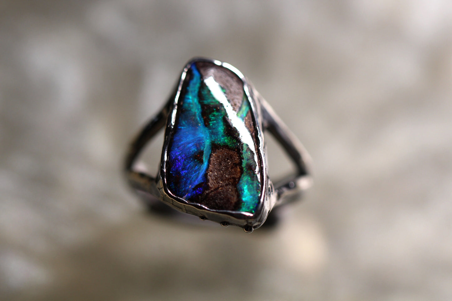 Boulder Opal and Sterling Silver Ring