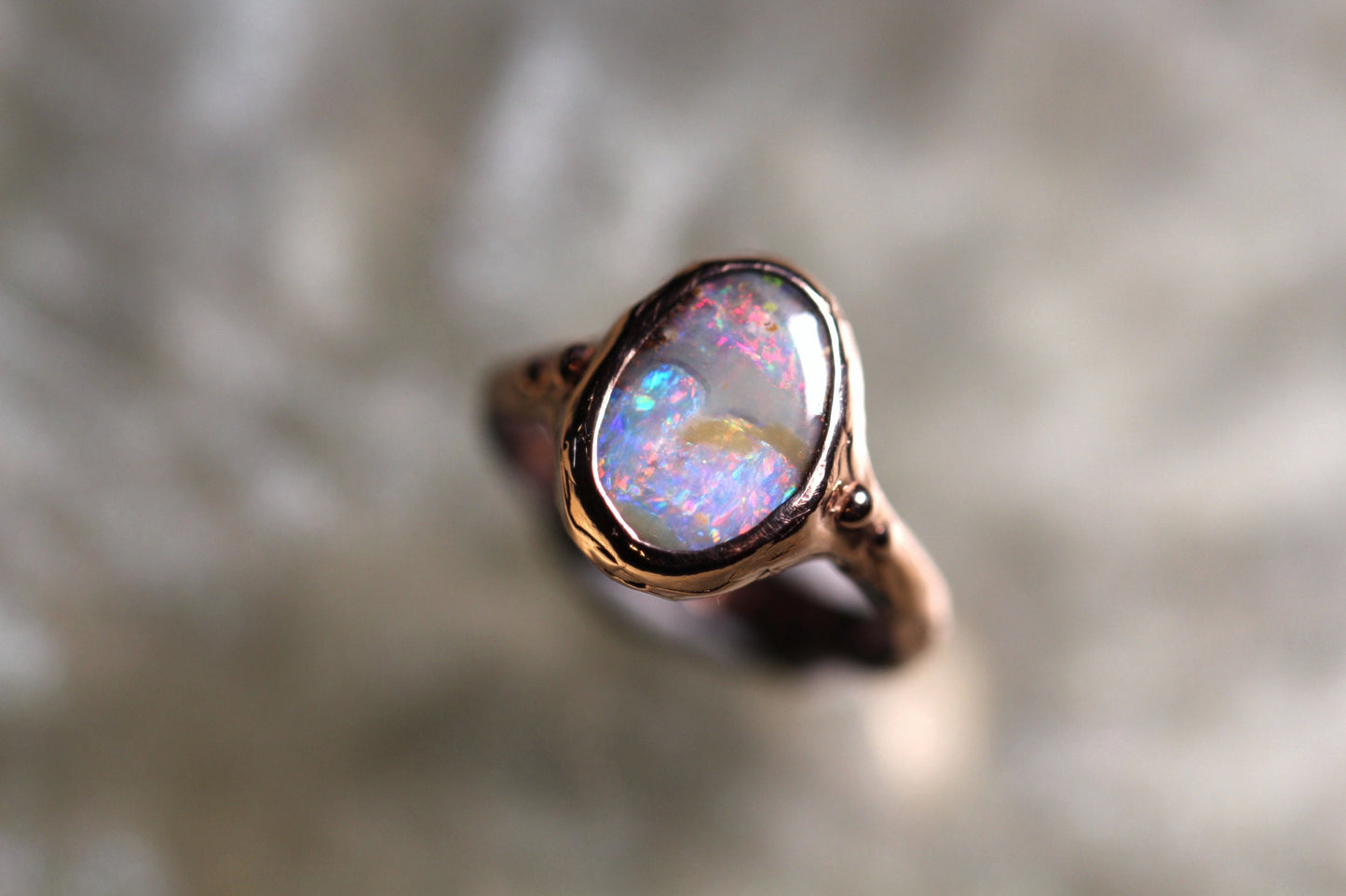 Boulder Opal and Solid 9ct Rose Gold Ring
