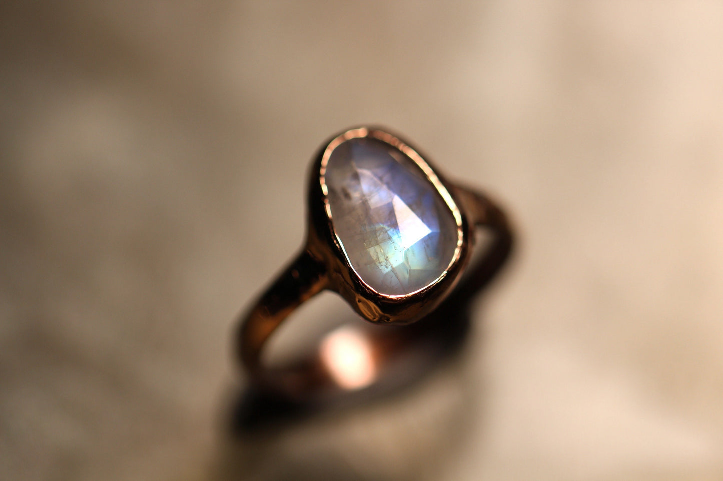 Moonstone and 9ct Rose Gold ring