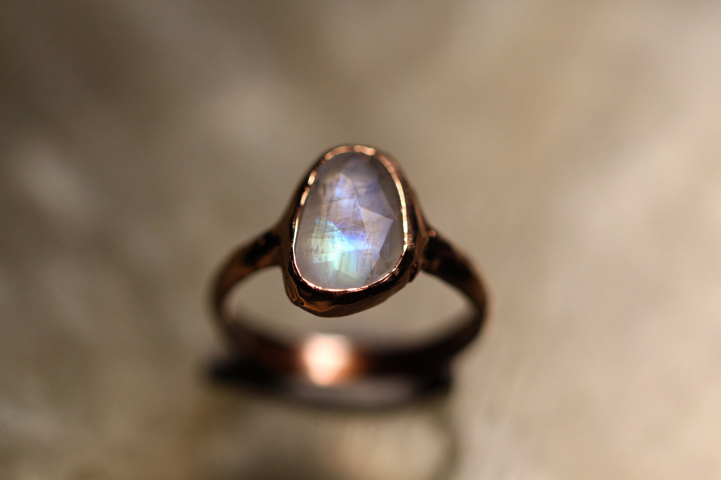 Moonstone and 9ct Rose Gold ring