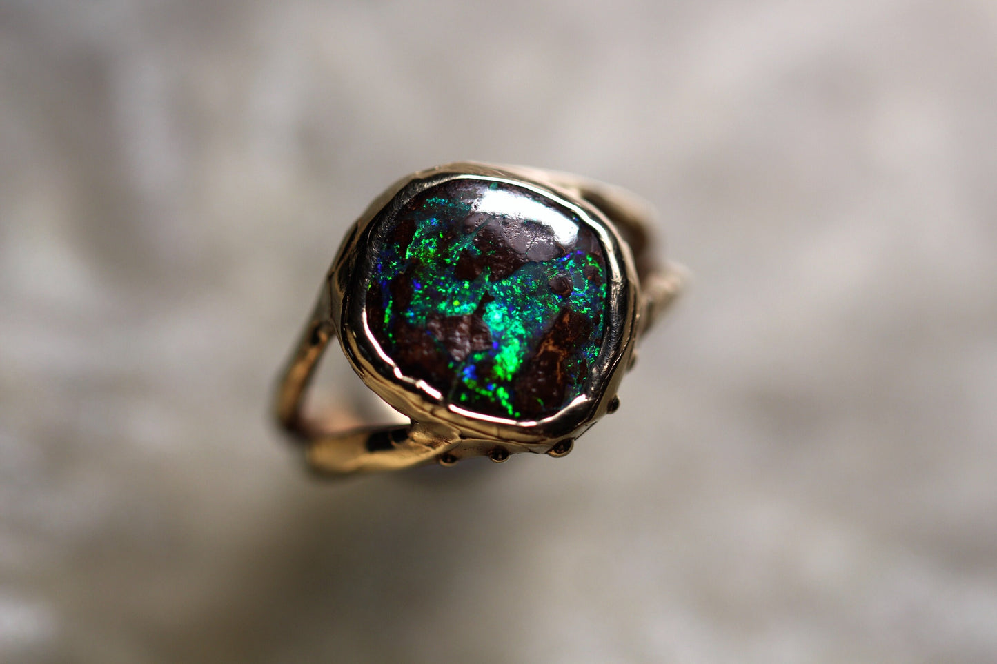 Boulder Opal and Solid 9ct Yellow Gold Ring