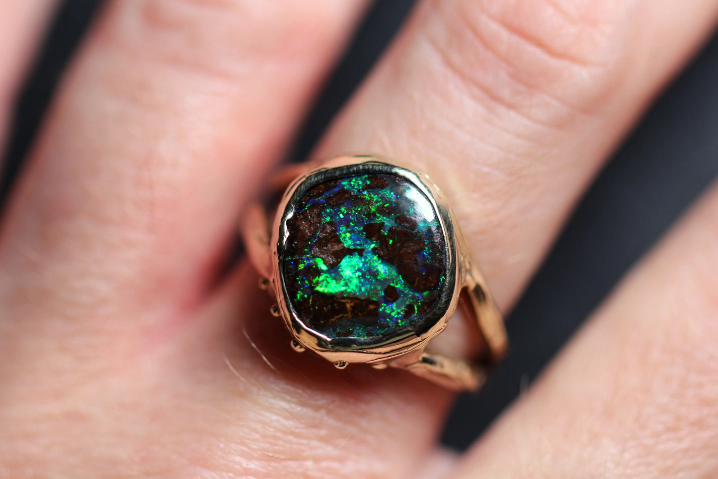 Boulder Opal and Solid 9ct Yellow Gold Ring