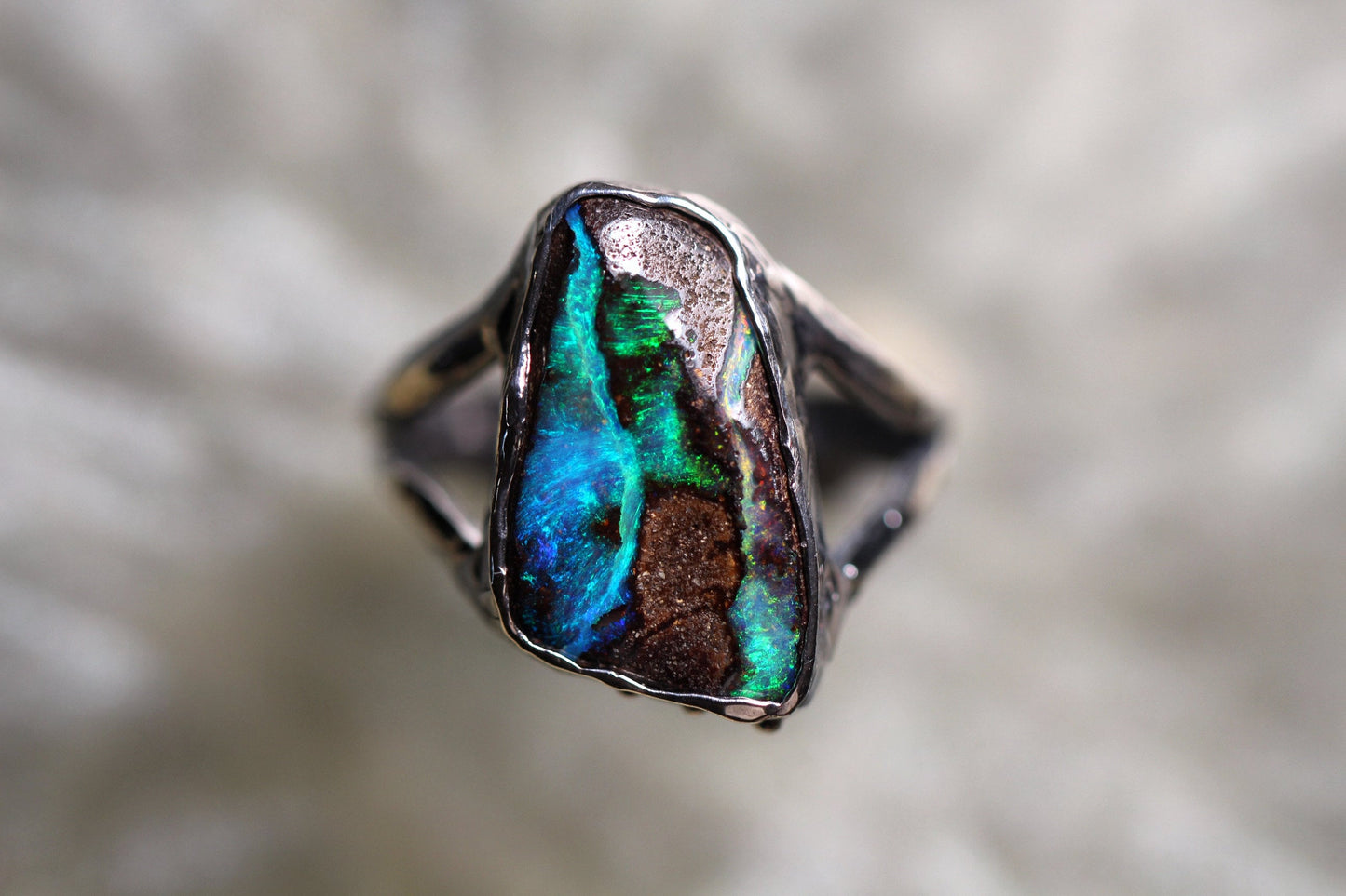 Boulder Opal and Sterling Silver Ring
