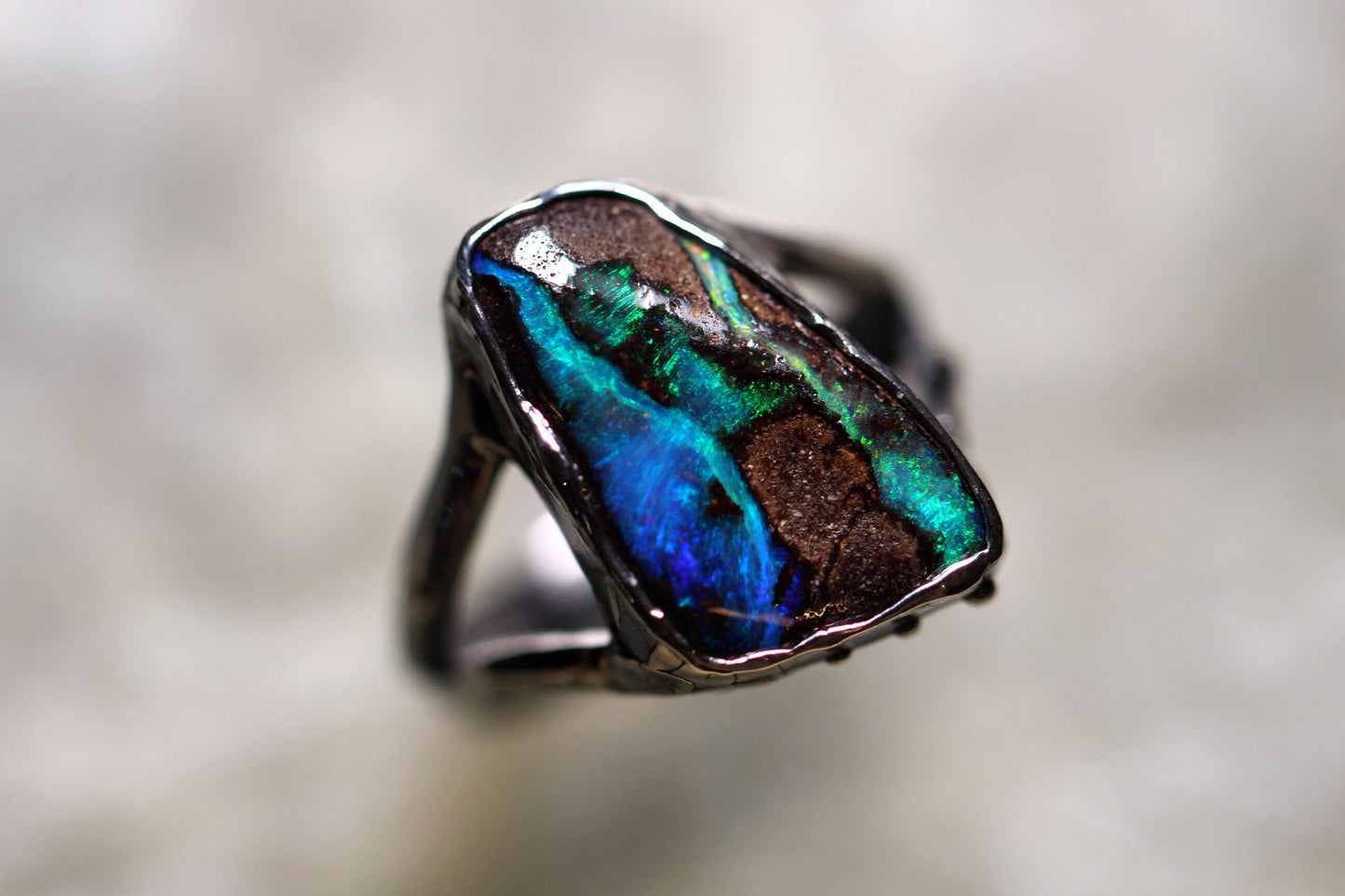 Boulder Opal and Sterling Silver Ring