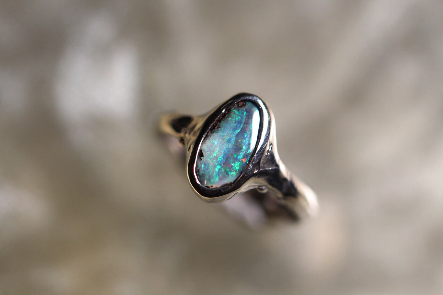 Boulder Opal and Sterling Silver Ring