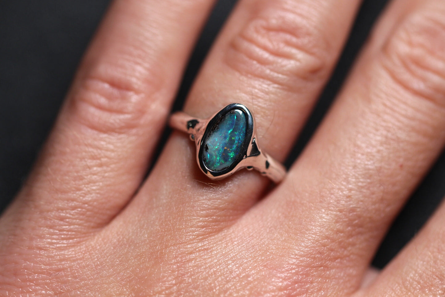 Boulder Opal and Sterling Silver Ring