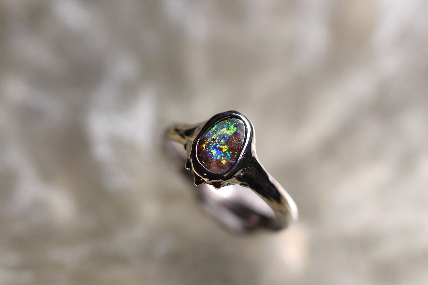 Boulder Opal and Sterling Silver Ring