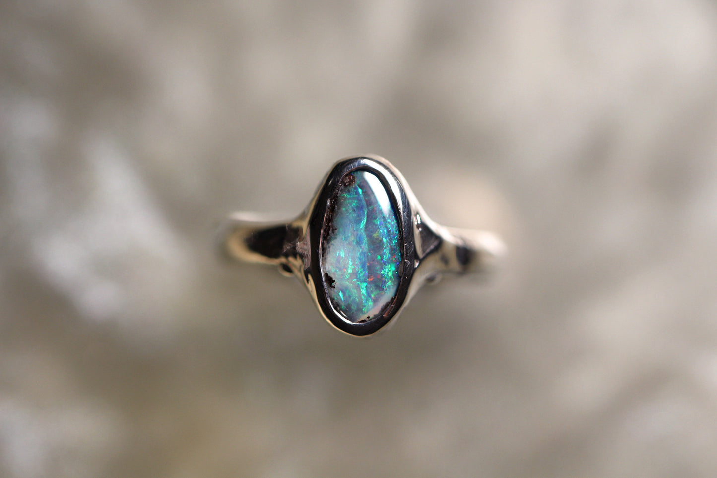Boulder Opal and Sterling Silver Ring