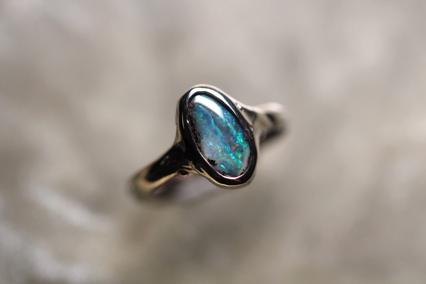 Boulder Opal and Sterling Silver Ring