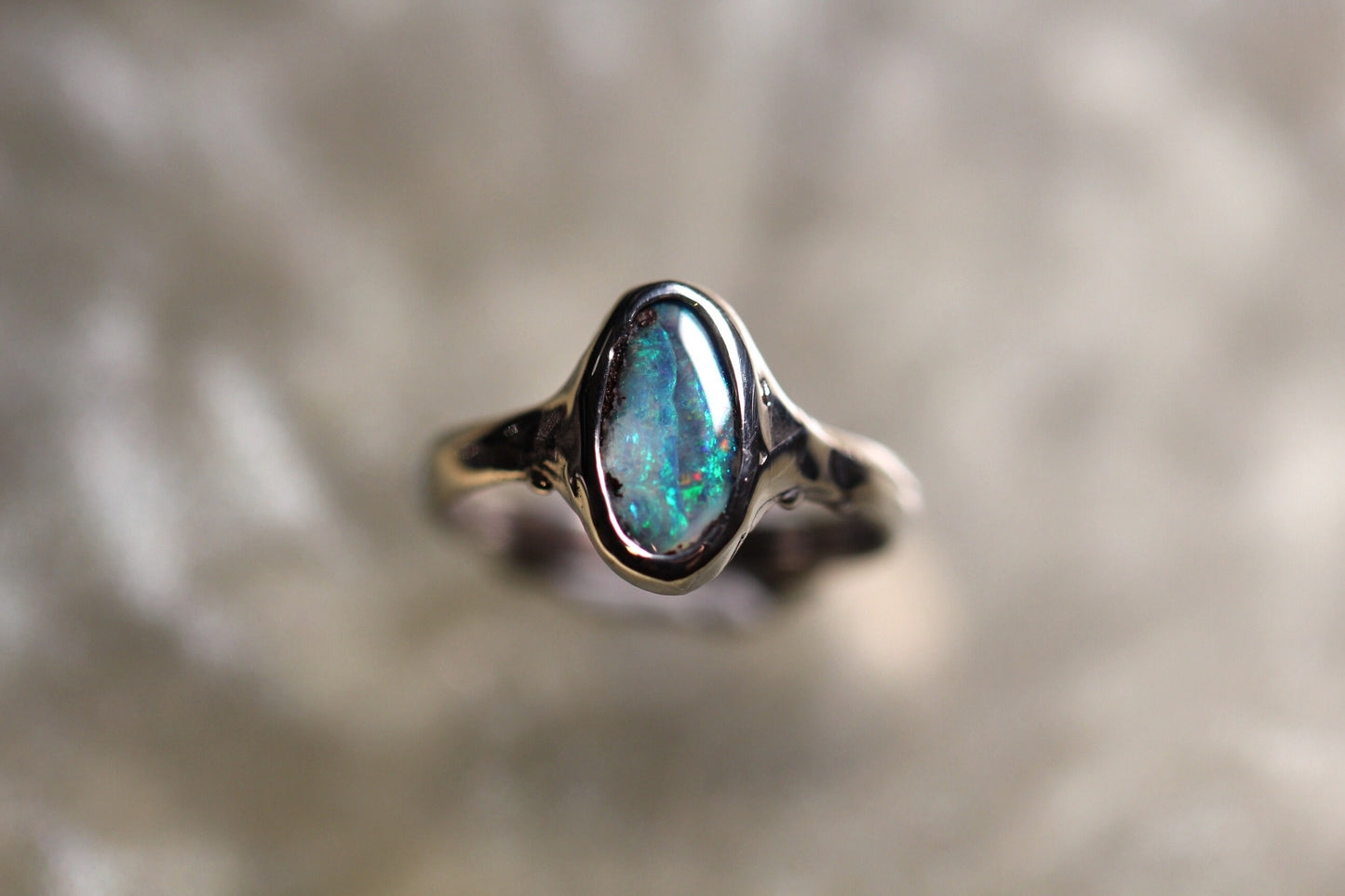 Boulder Opal and Sterling Silver Ring