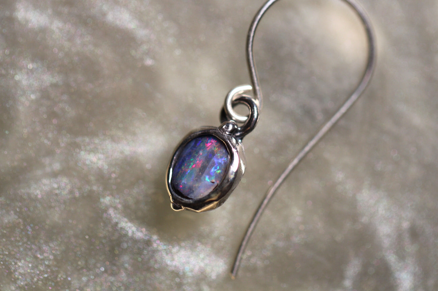Boulder Opal and Sterling Silver Earring