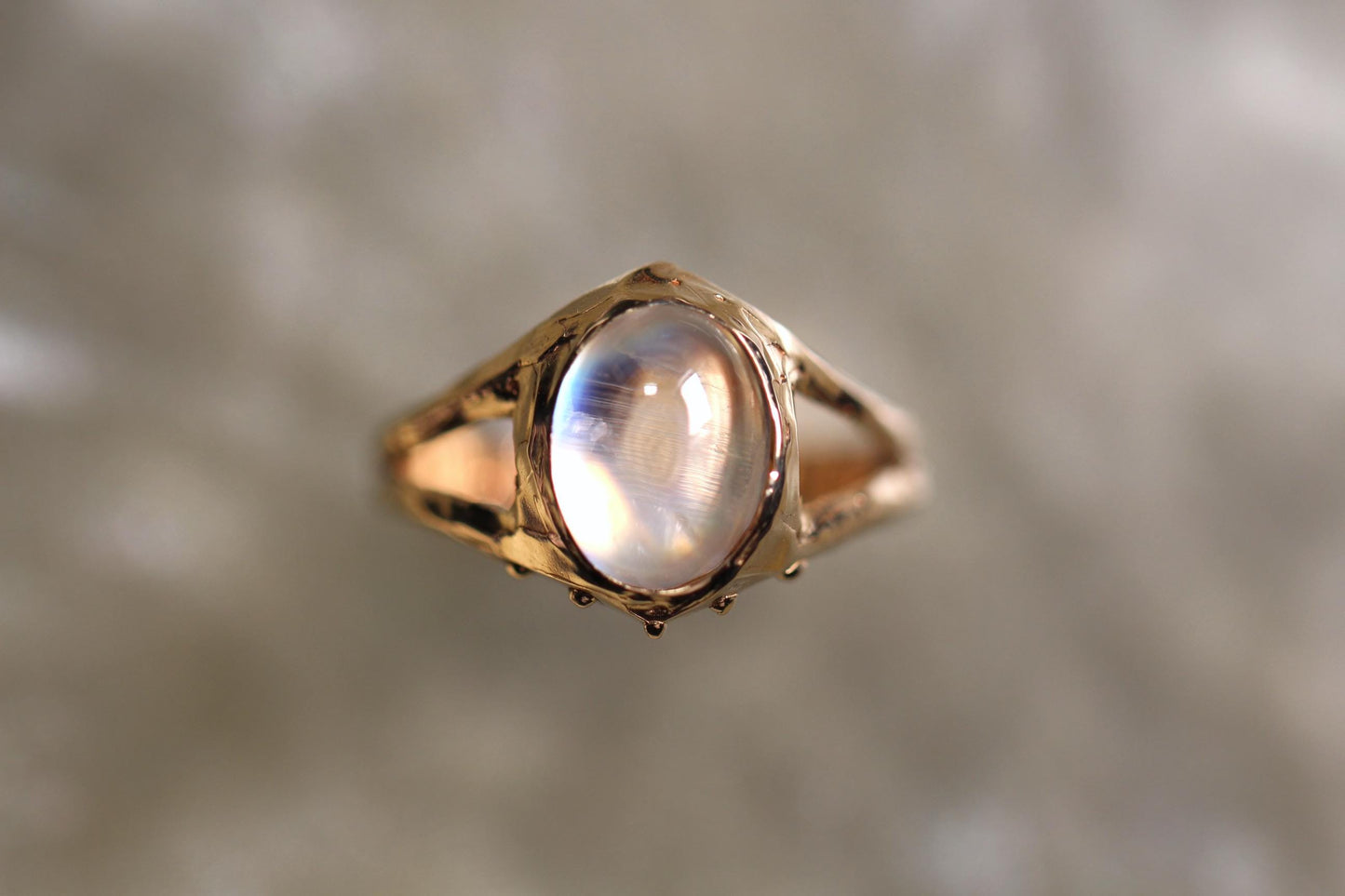 Moonstone and Solid 9ct Yellow Gold Ring