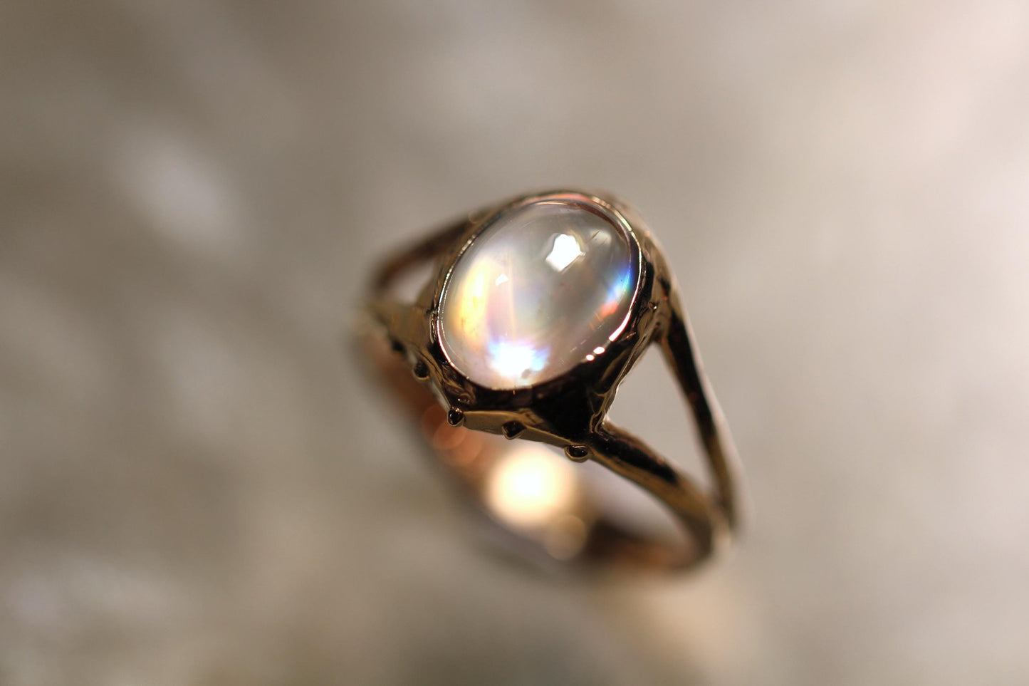 Moonstone and Solid 9ct Yellow Gold Ring