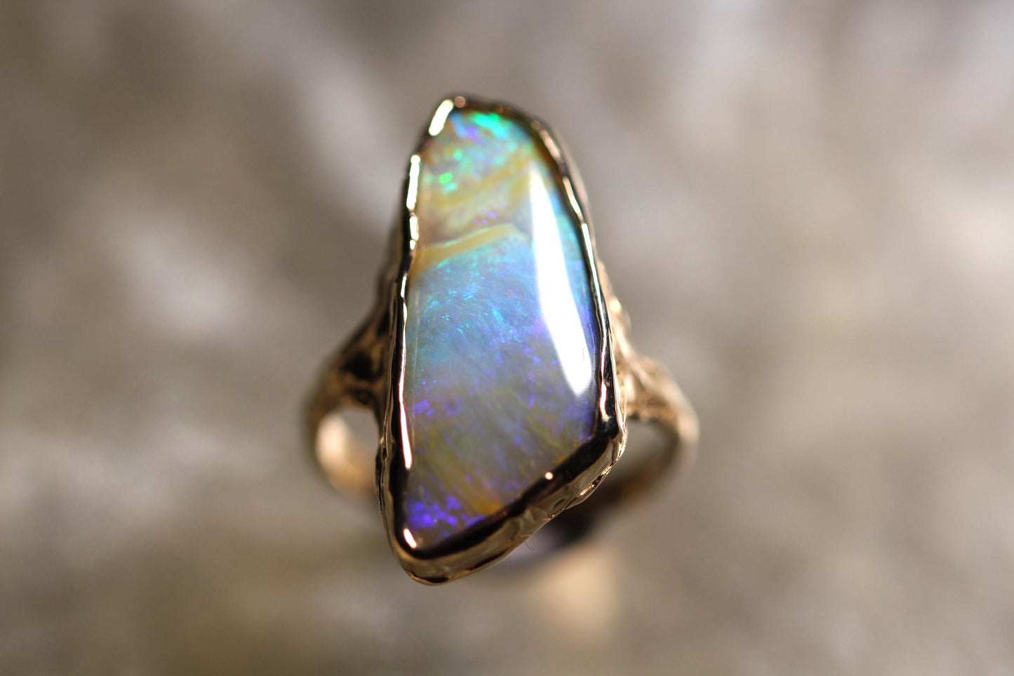 Boulder Opal and Solid 9ct Yellow Gold Ring