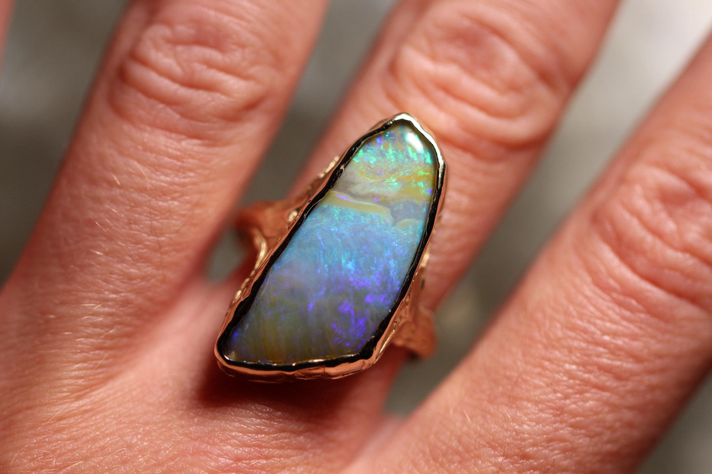 Boulder Opal and Solid 9ct Yellow Gold Ring