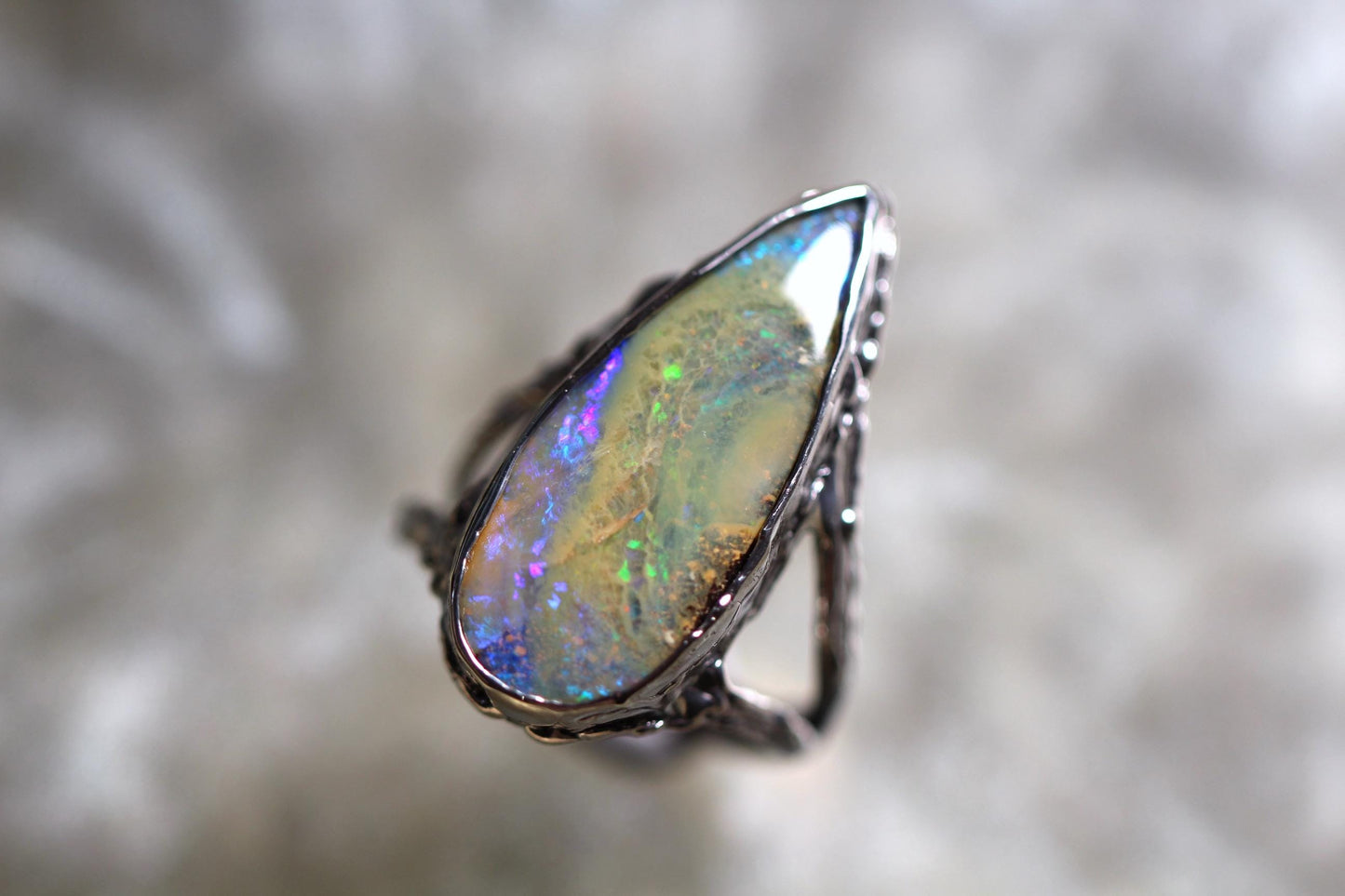 Boulder Opal and Sterling Silver Ring