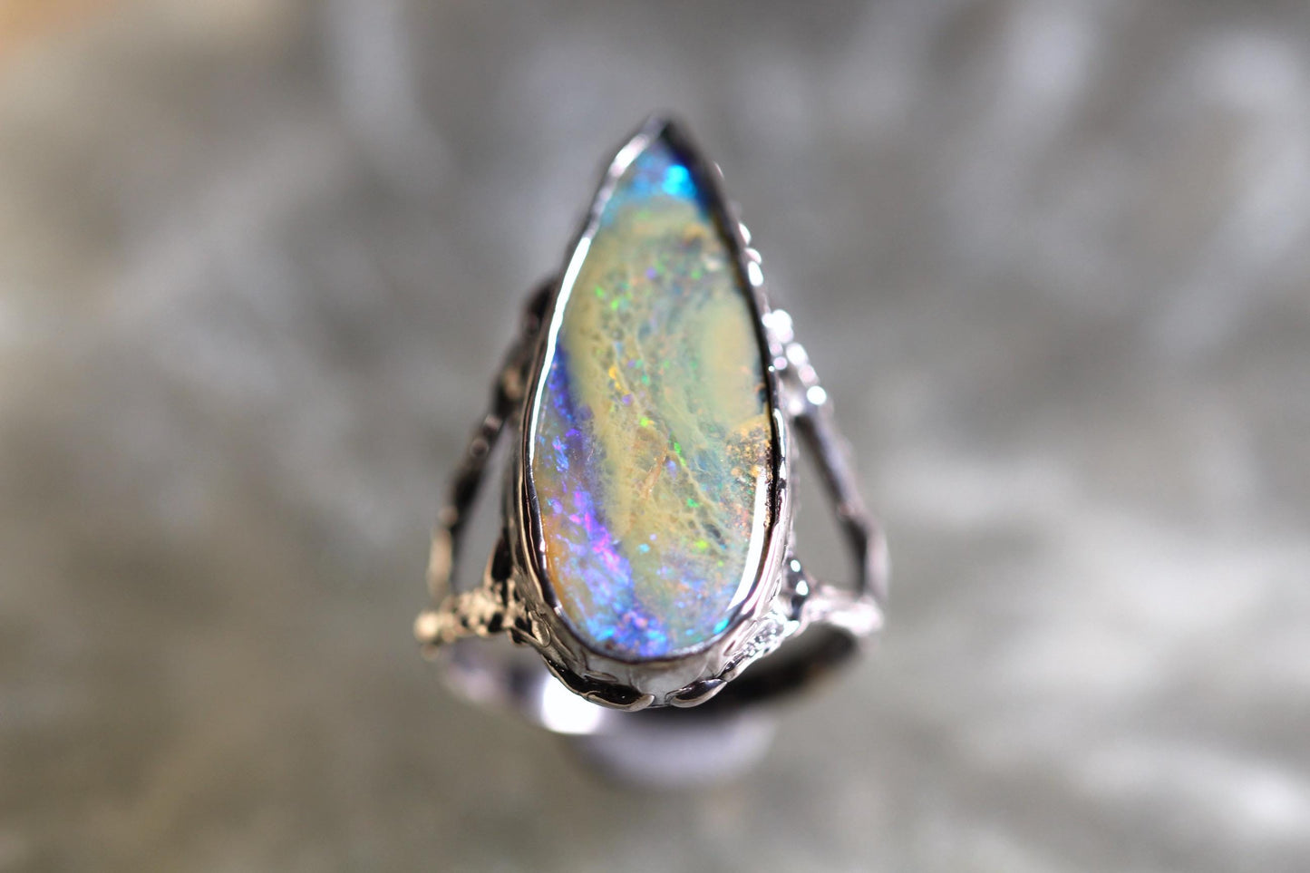 Boulder Opal and Sterling Silver Ring