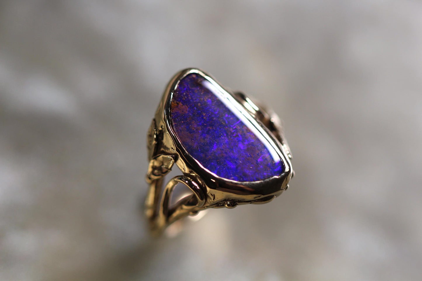Boulder Opal and Solid 9ct Yellow Gold Ring