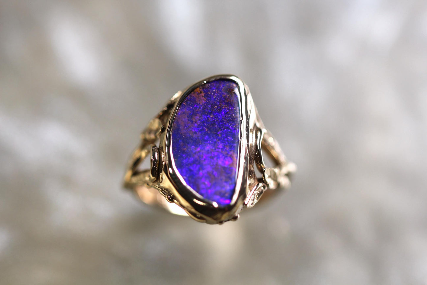 Boulder Opal and Solid 9ct Yellow Gold Ring