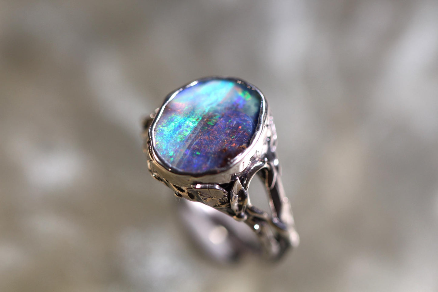 Boulder Opal and Sterling Silver Ring