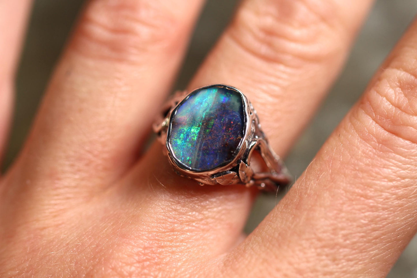 Boulder Opal and Sterling Silver Ring