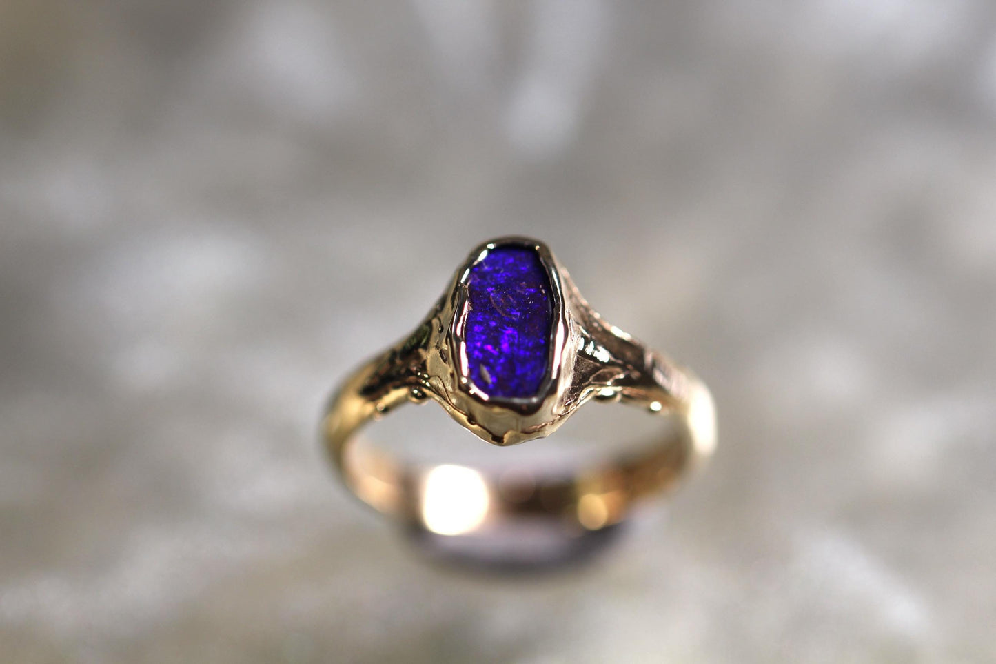 Boulder Opal and Solid 9ct Yellow Gold Ring