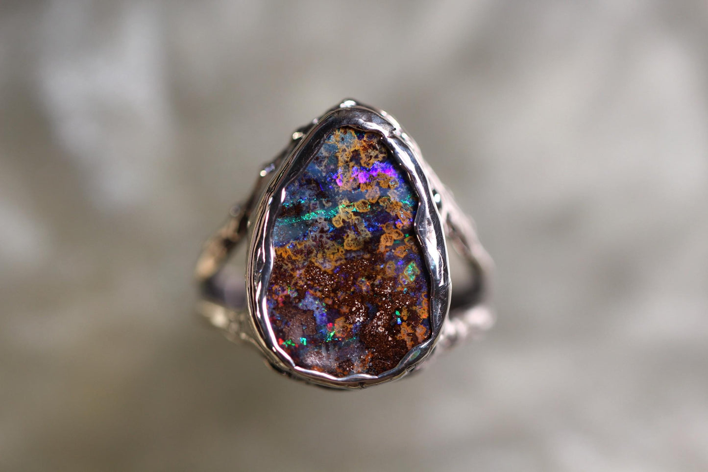 Boulder Opal and Sterling Silver Ring