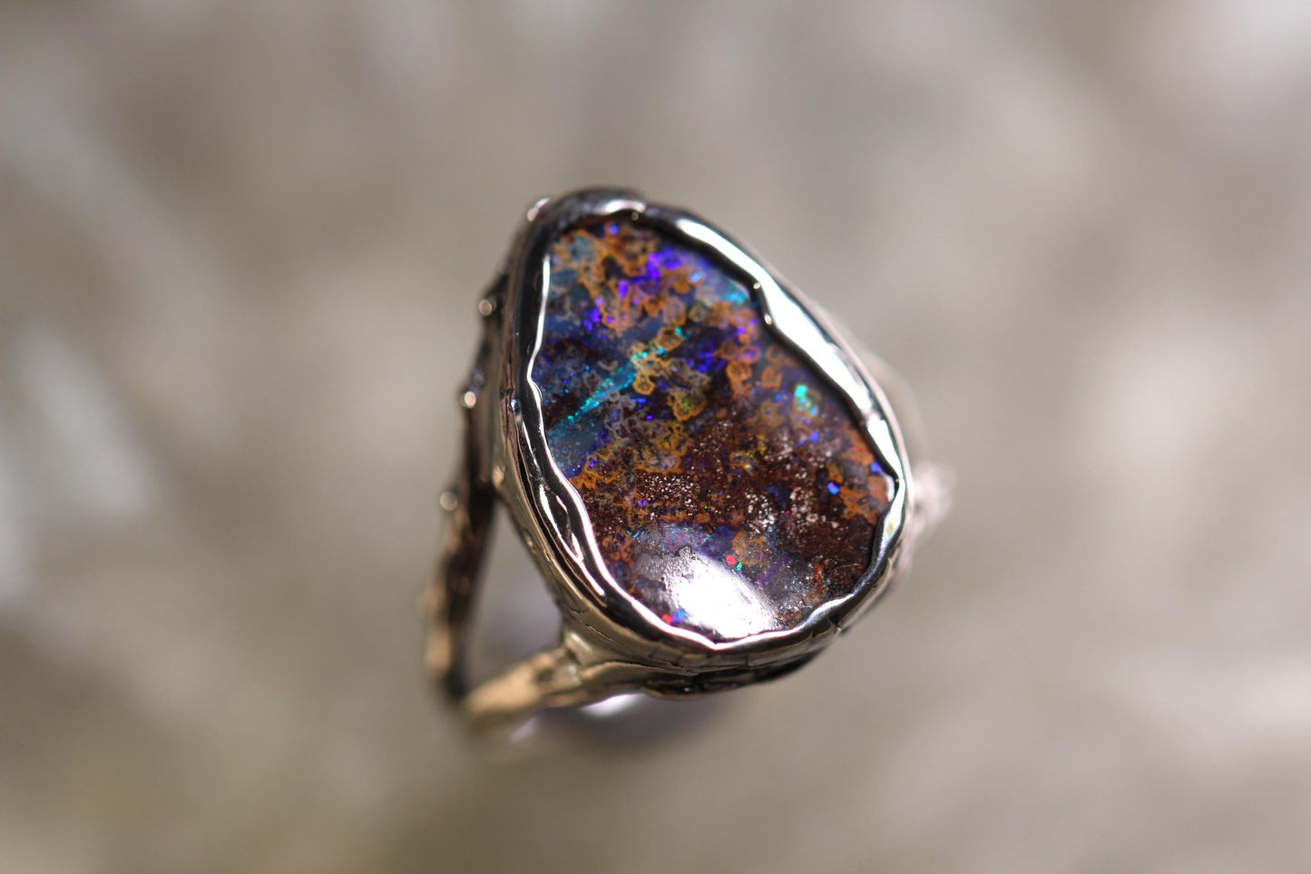 Boulder Opal and Sterling Silver Ring