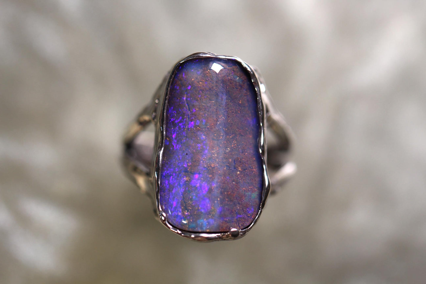 Boulder Opal and Sterling Silver Ring