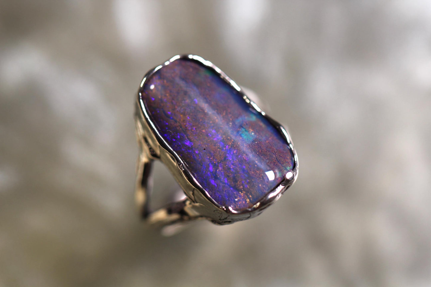 Boulder Opal and Sterling Silver Ring