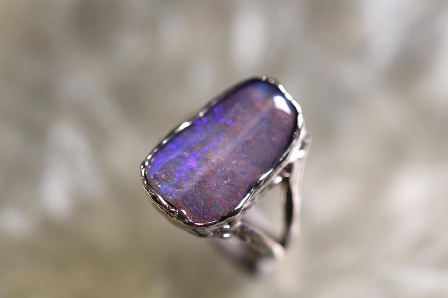 Boulder Opal and Sterling Silver Ring