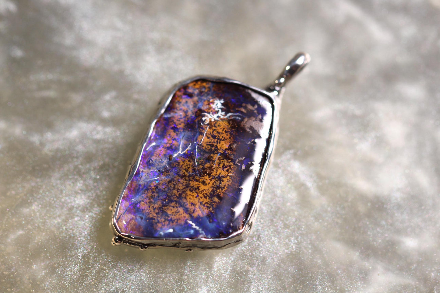 Boulder Opal and Sterling Silver Pendant