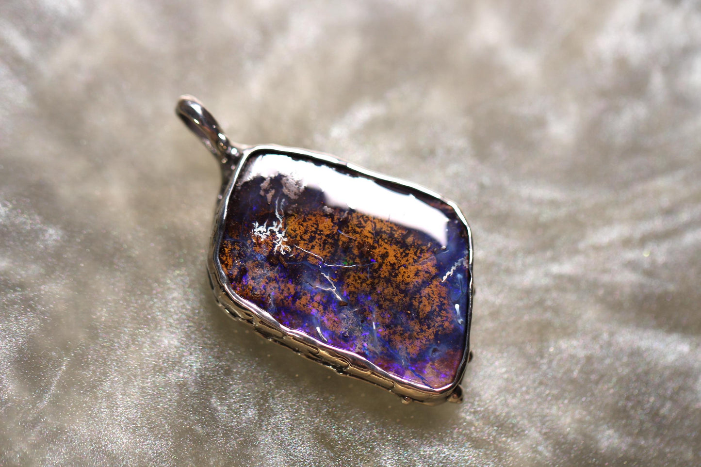 Boulder Opal and Sterling Silver Pendant
