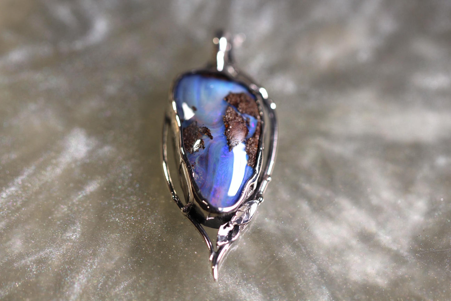 Boulder Opal and Sterling Silver Pendant