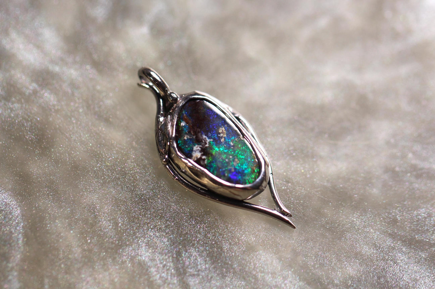 Boulder Opal and Sterling Silver Pendant