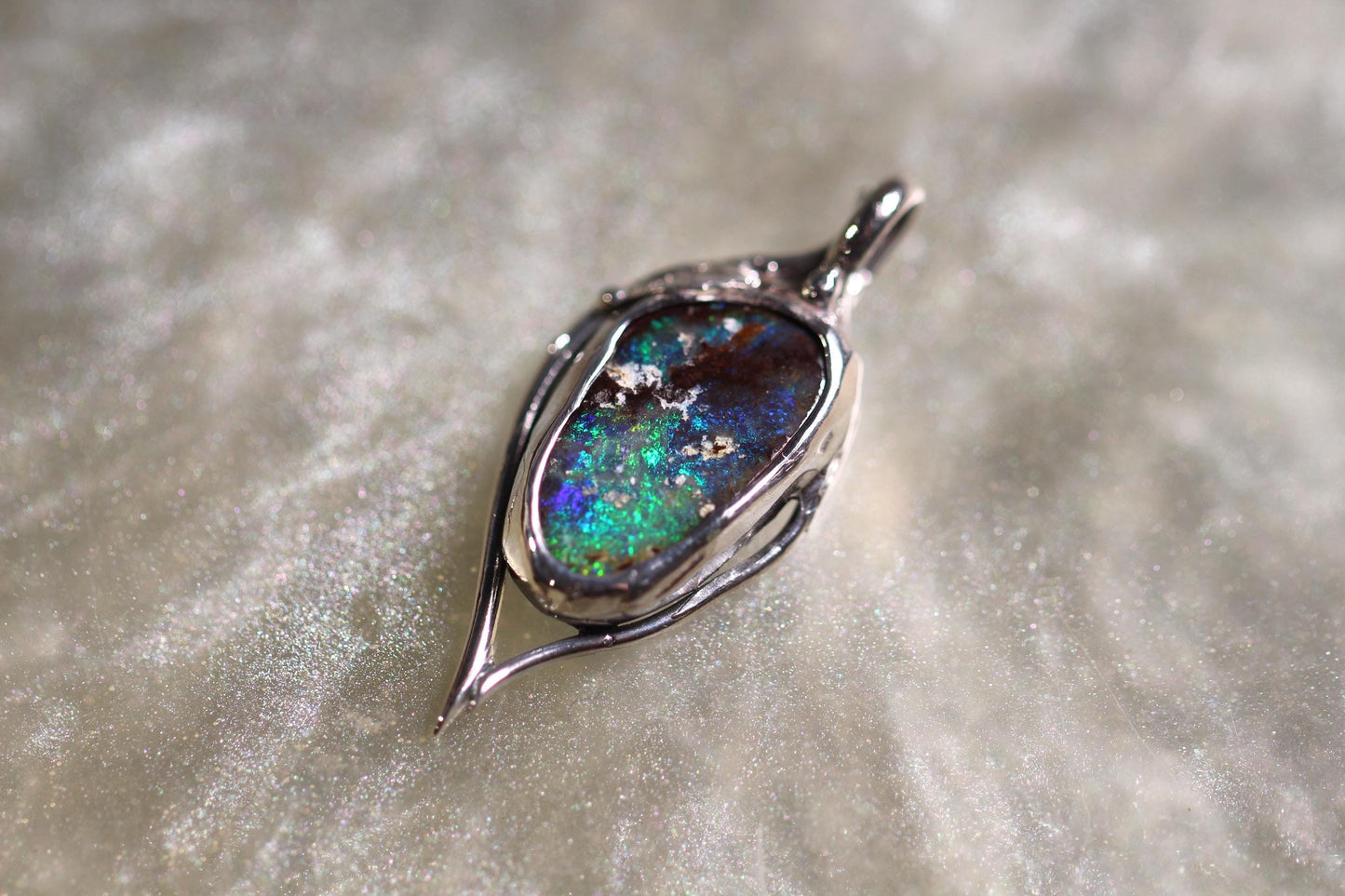Boulder Opal and Sterling Silver Pendant