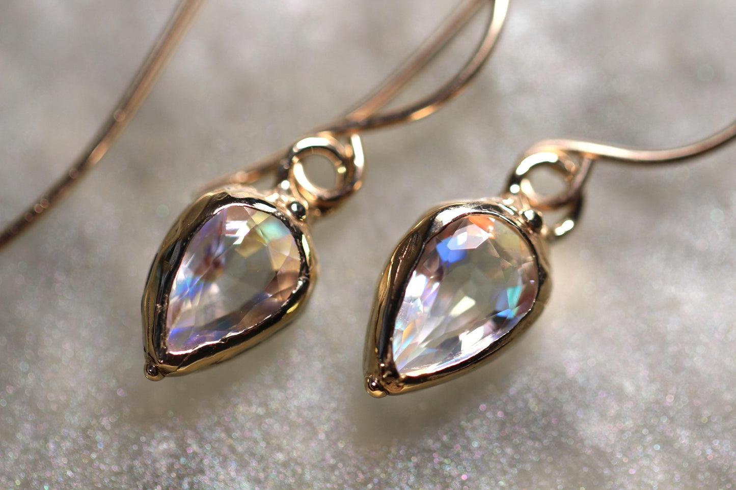 Moonstone and Solid 9ct Yellow Gold Earrings
