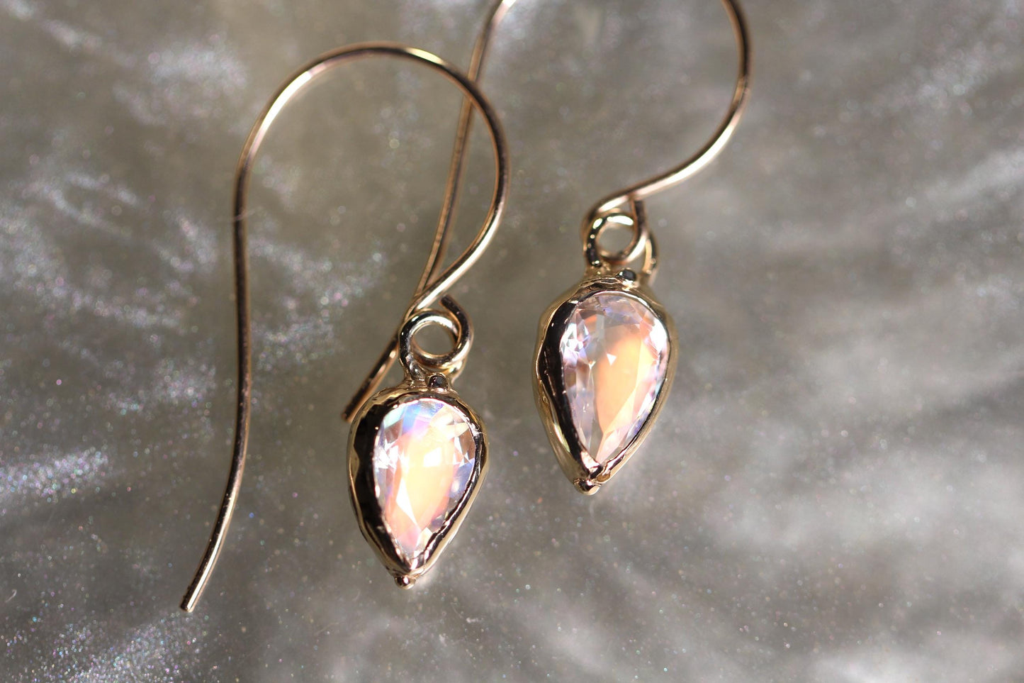 Moonstone and Solid 9ct Yellow Gold Earrings