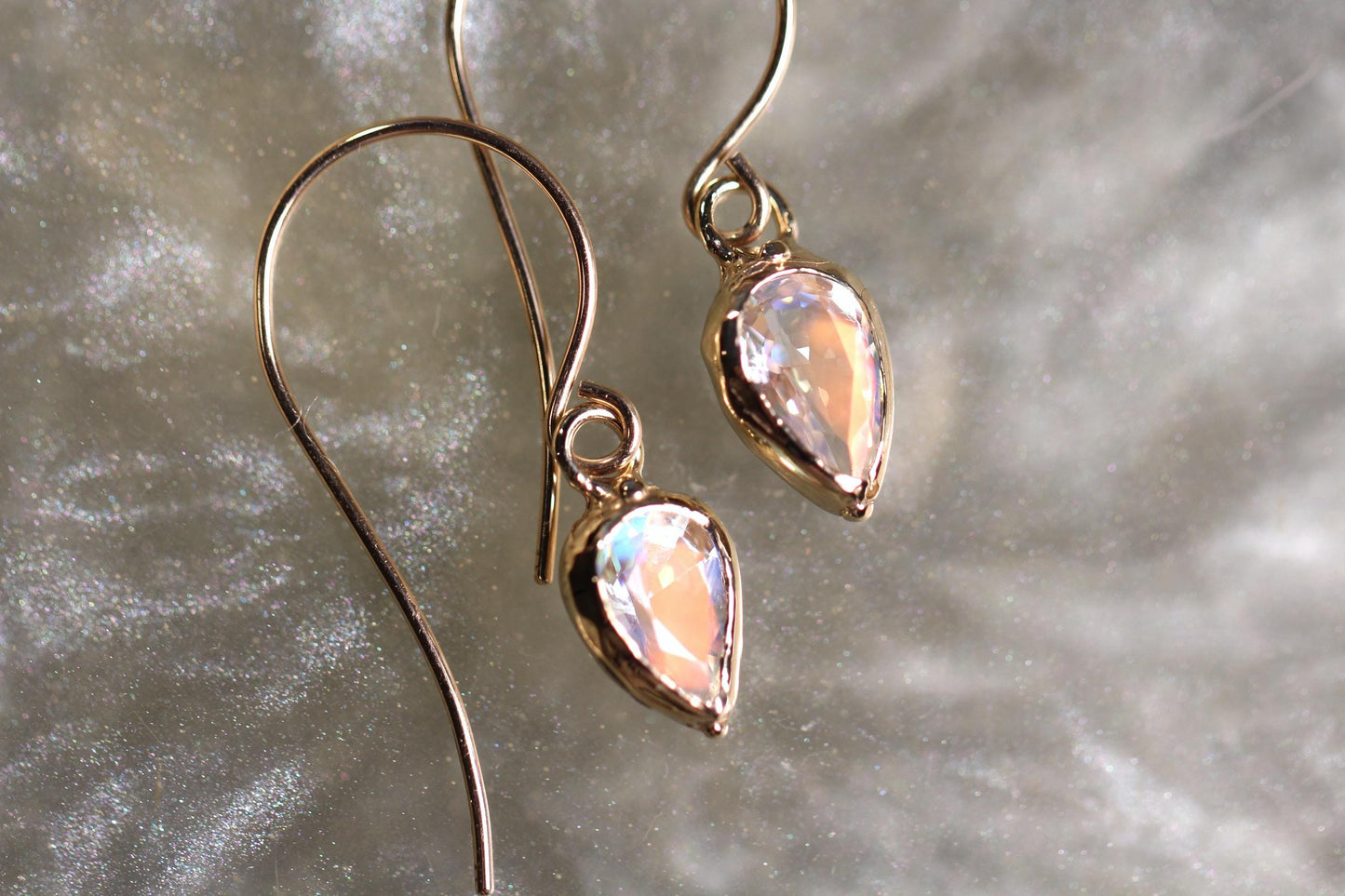 Moonstone and Solid 9ct Yellow Gold Earrings