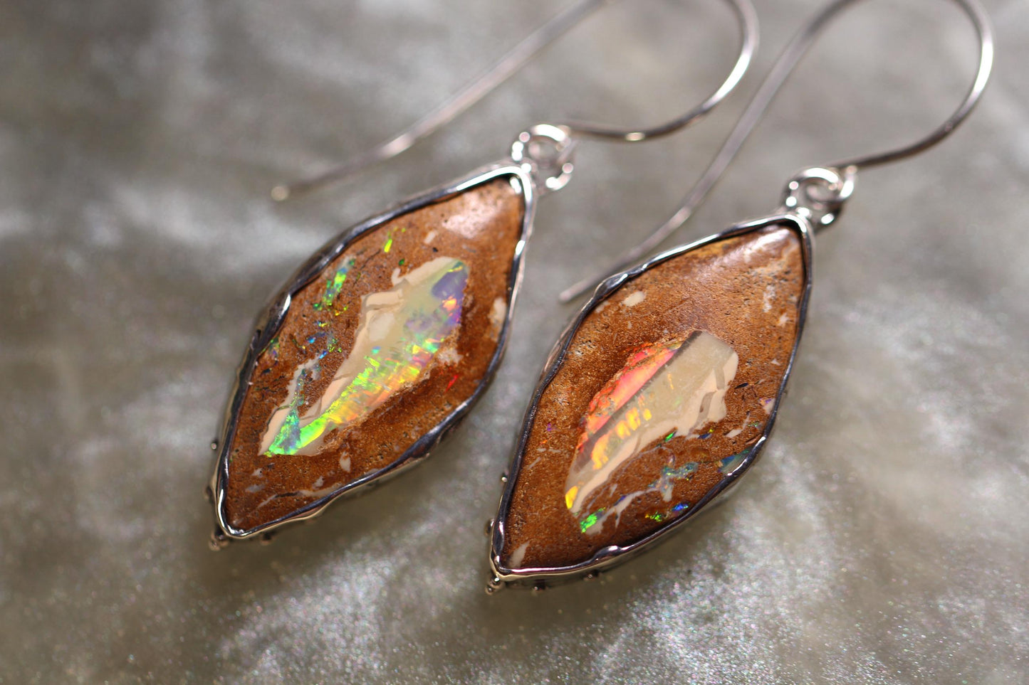 Pipe Opal and Sterling Silver Earrings