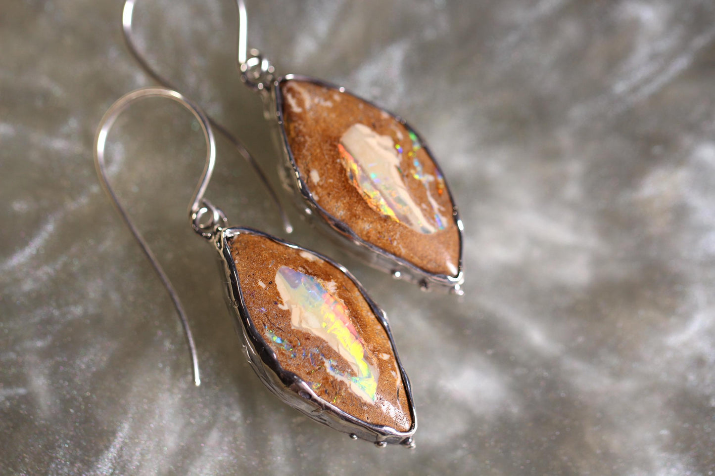Pipe Opal and Sterling Silver Earrings