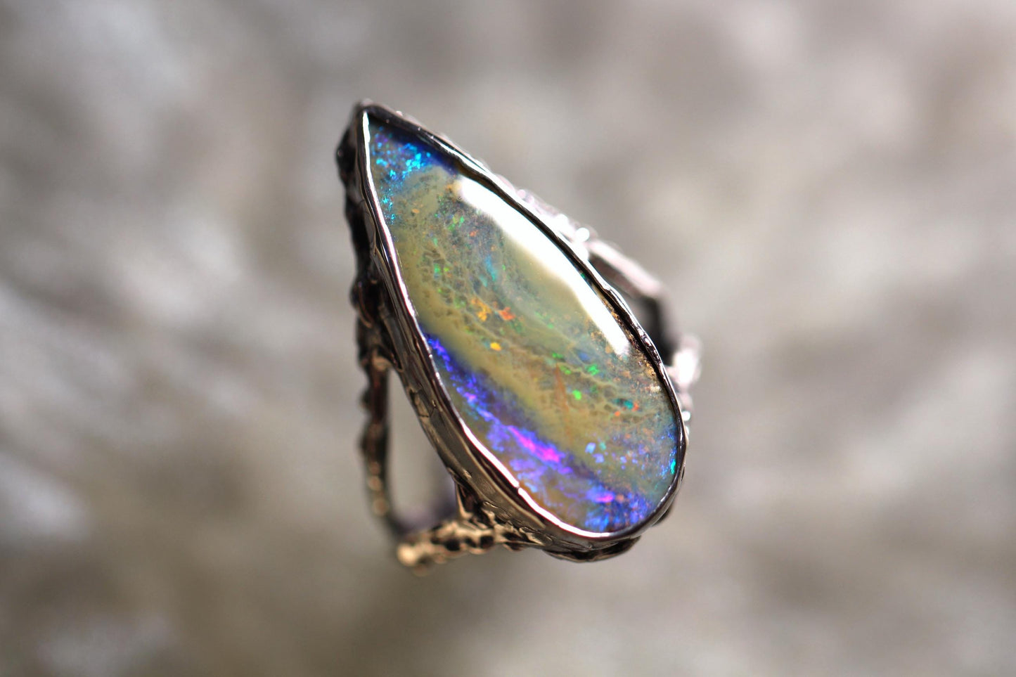 Boulder Opal and Sterling Silver Ring