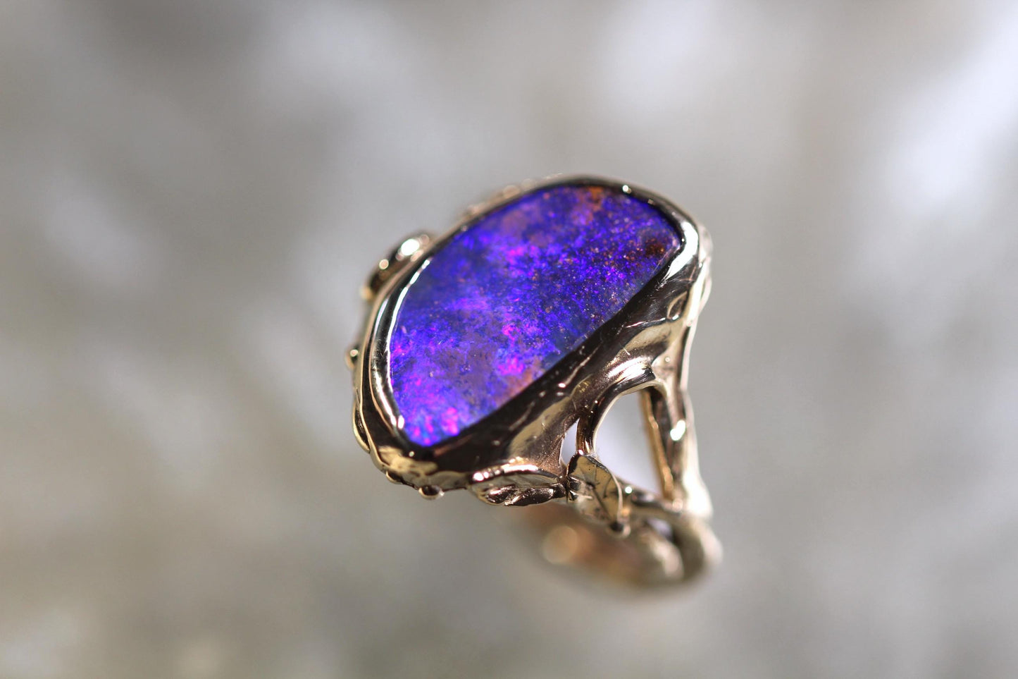 Boulder Opal and Solid 9ct Yellow Gold Ring