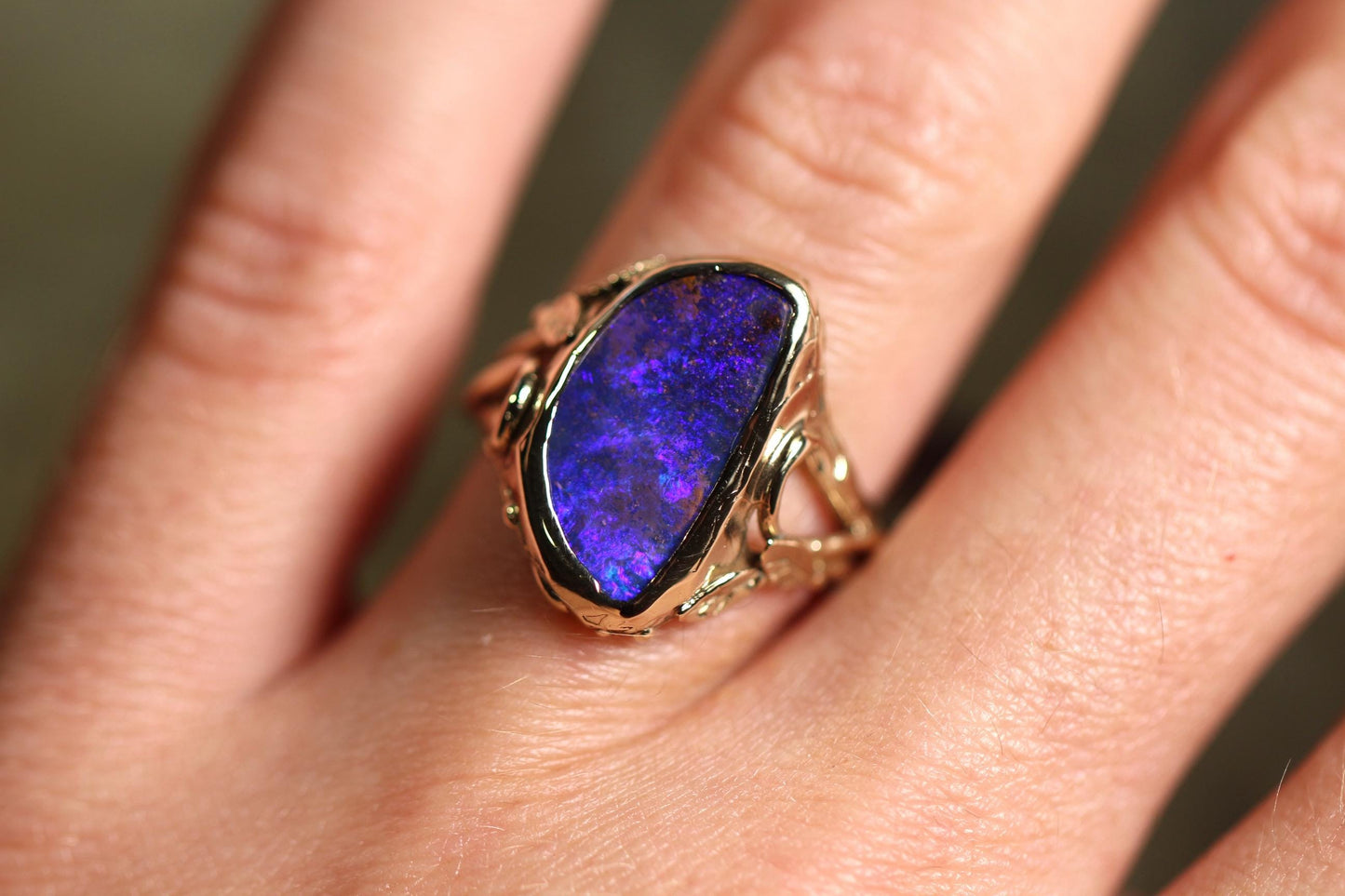 Boulder Opal and Solid 9ct Yellow Gold Ring